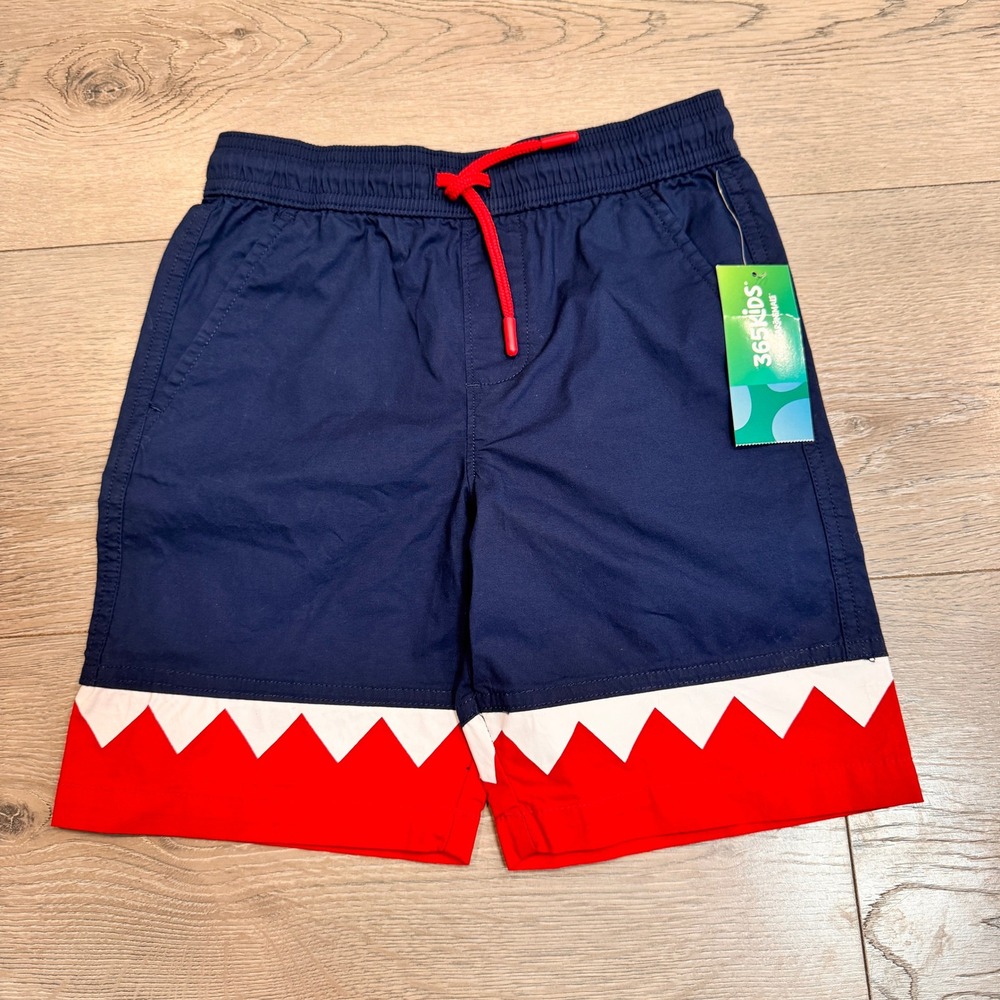NWT 365Kids from Granimals Kids Navy Blue Red Shark Bite Shorts Size 6